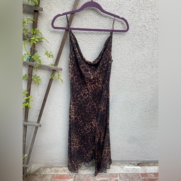 Misha Johanna Leopard Cowl-Neck High-Low Slip Dress New with Tags! - Picture 3 of 8